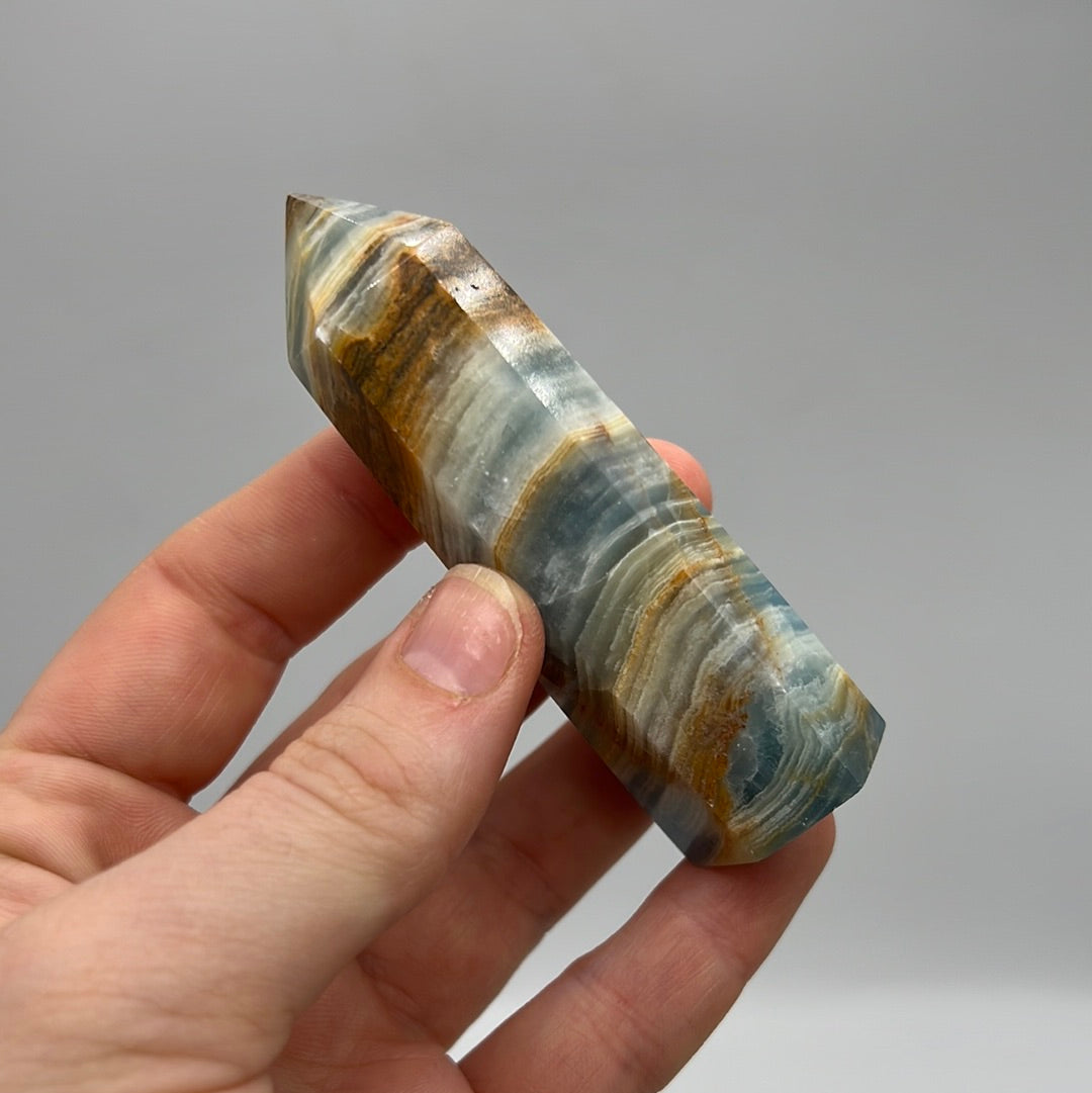 Aquatine Lemurian Calcite Tower (blue onyx)