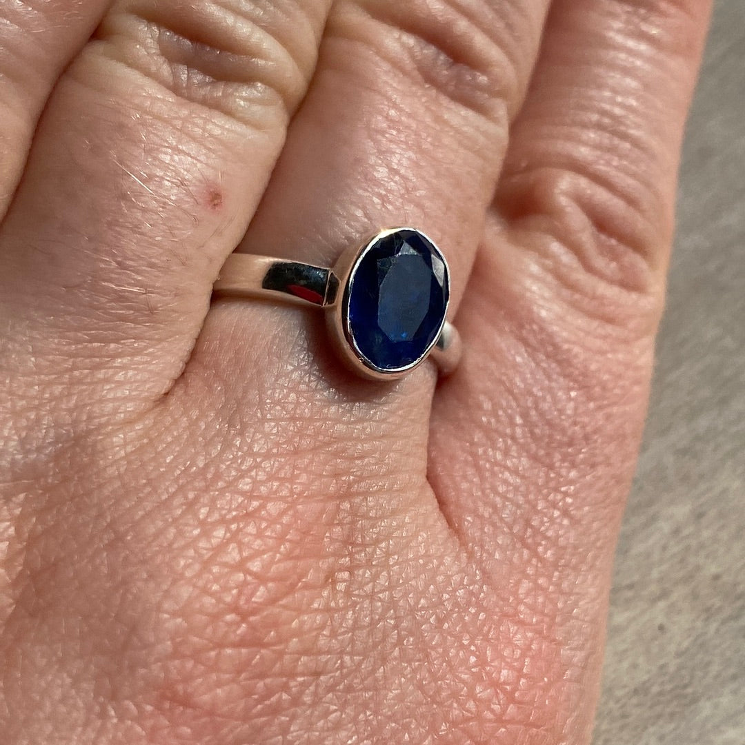 Kyanite Facet 925 Silver Ring -  Size N 1/2