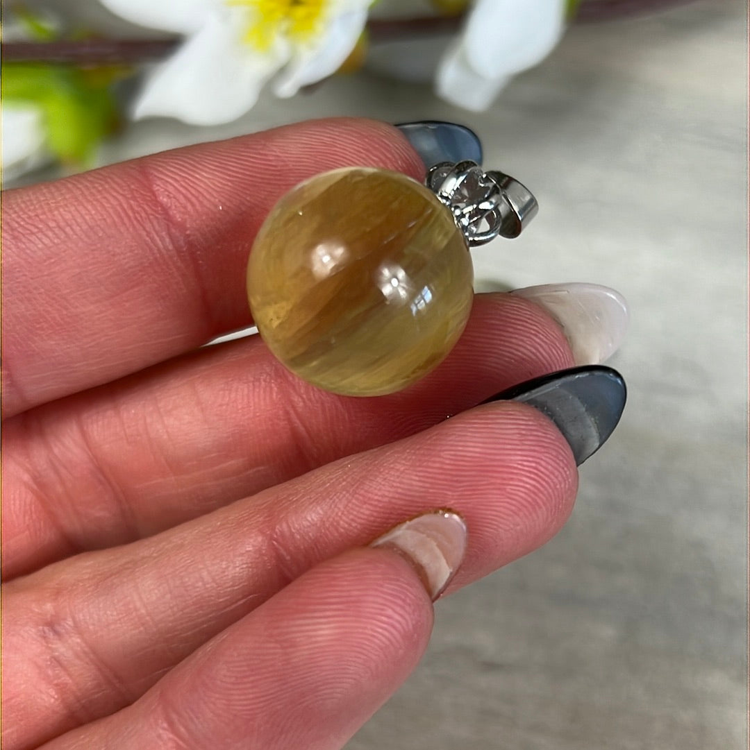 Yellow Gem Mica Lepidolite - gold star mica Pendant