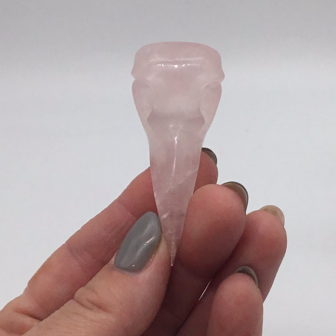 Rose Quartz Raven / Crow Skull
