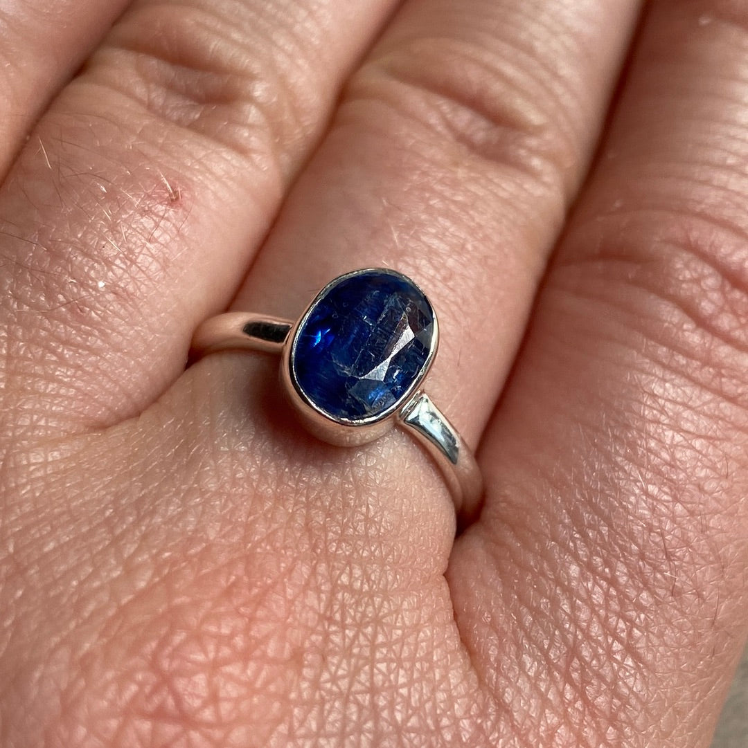 Kyanite Facet 925 Silver Ring -  Size N 1/2