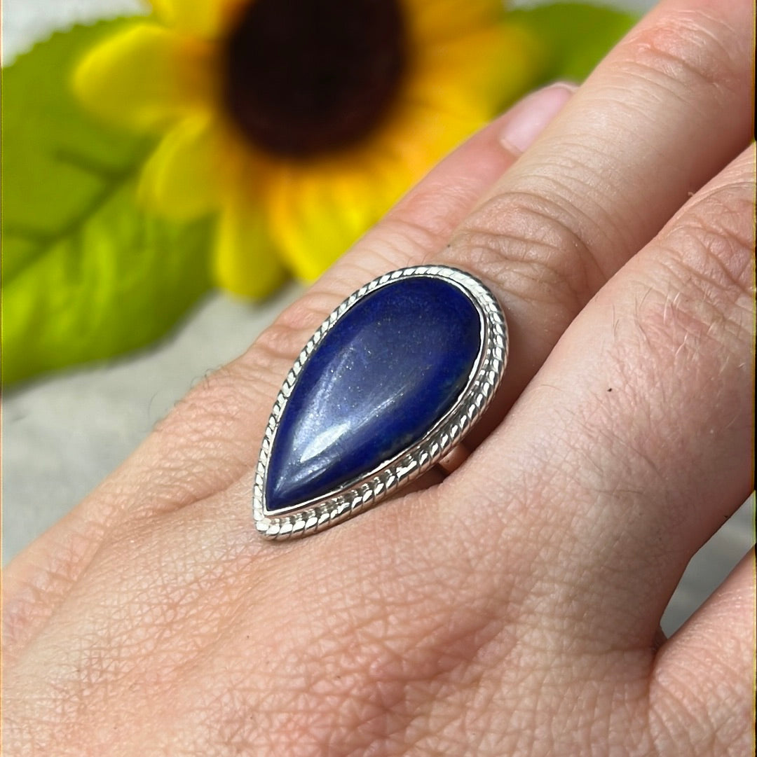 Lapis 925 Sterling Silver Ring - Size L 1/2