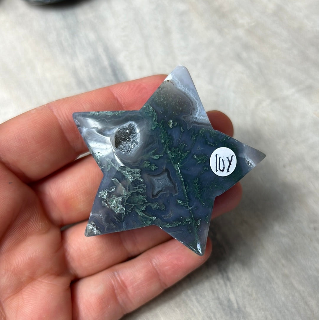 Moss Agate Puff Chunky Star