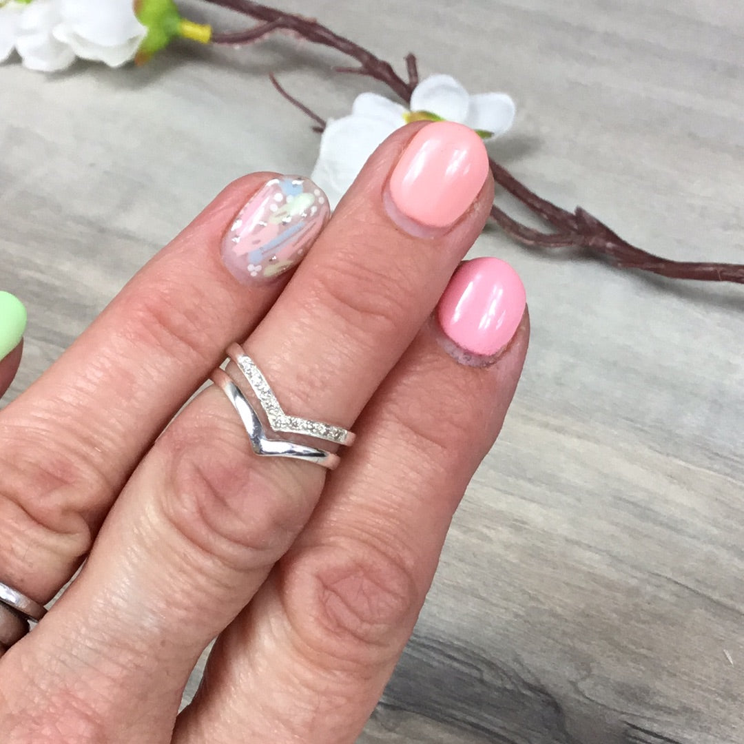Dual CZ Wishbone 925 Sterling Silver Stacker Ring