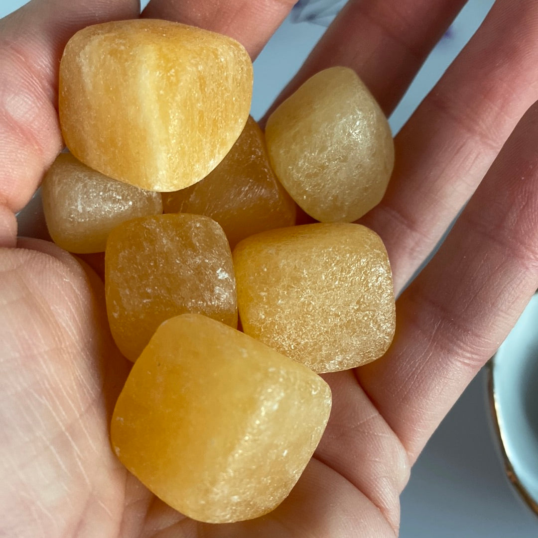 Orange Calcite unpolished cube - Tumblestone Tumbles