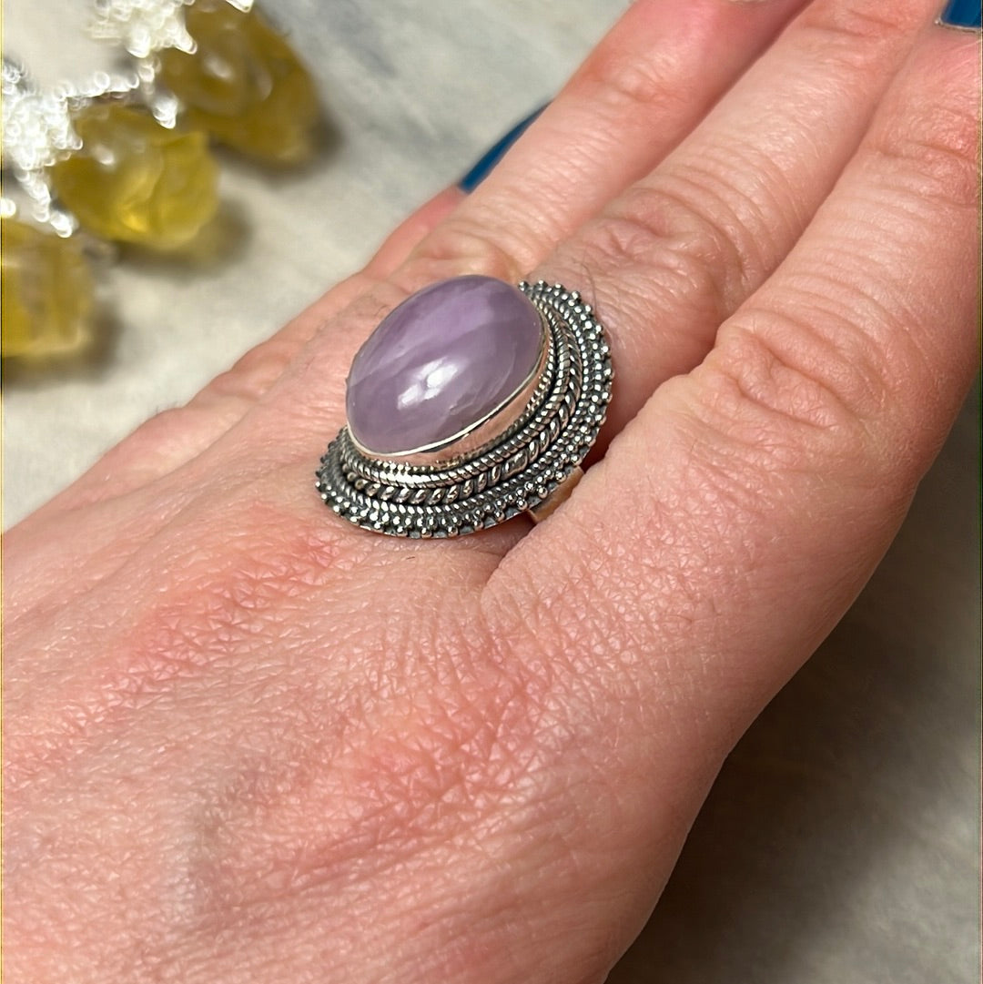 Kunzite 925 Silver Ring - Size P 1/2