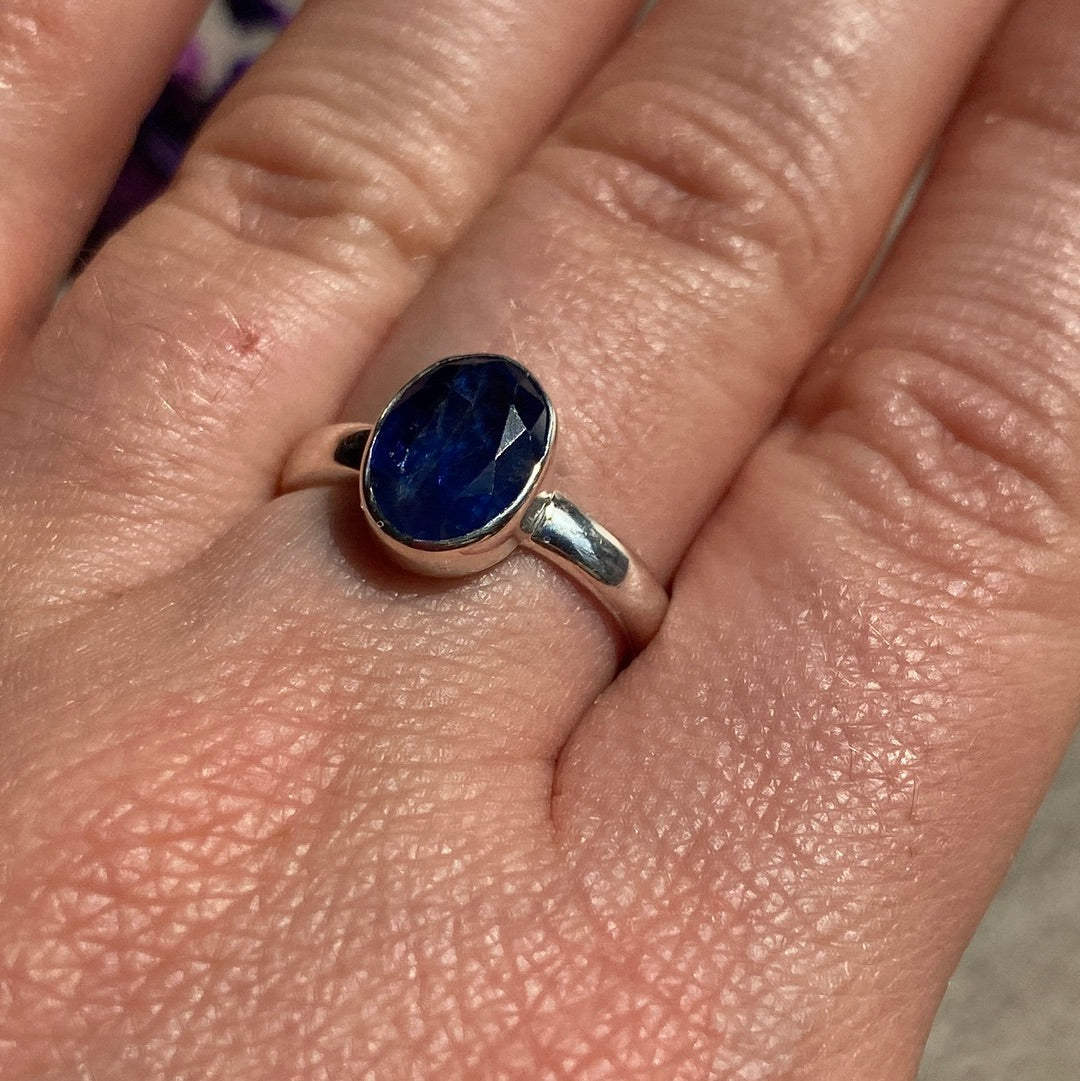 Kyanite Facet 925 Silver Ring -  Size N 1/2