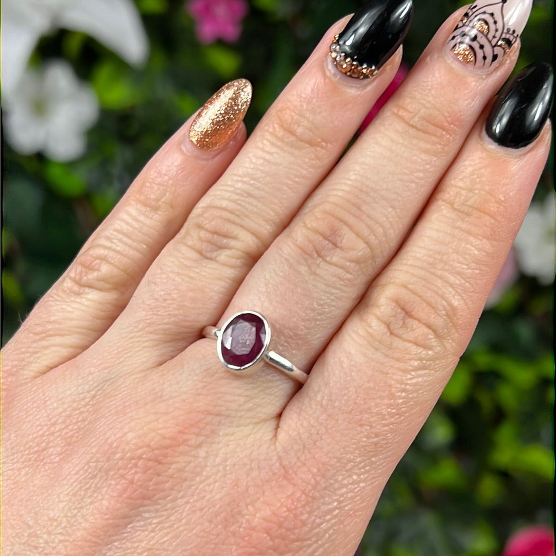 Ruby Facet 925 Ring - Size O