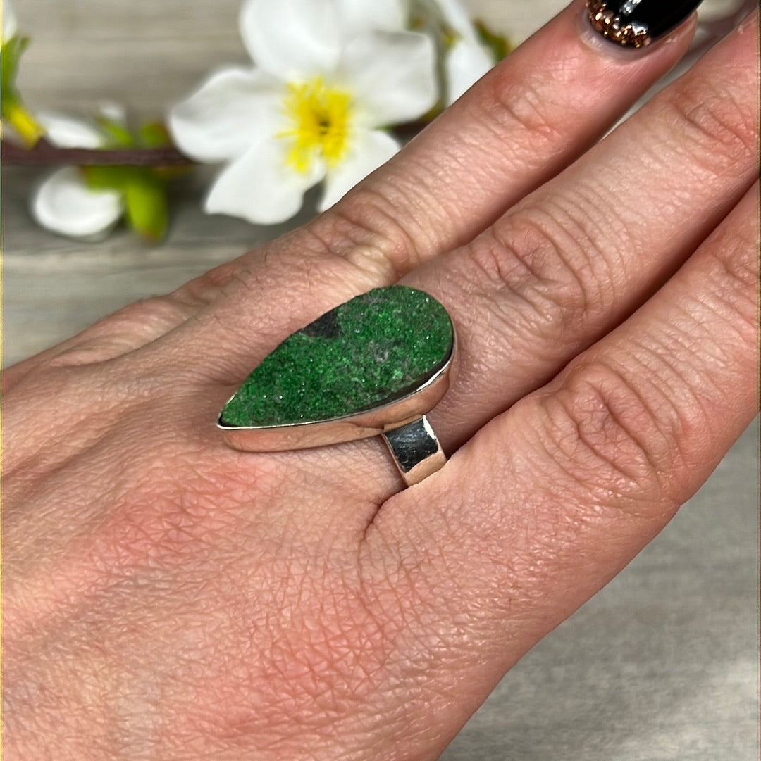 Uvarovite 925 Sterling Silver Ring -  Size T