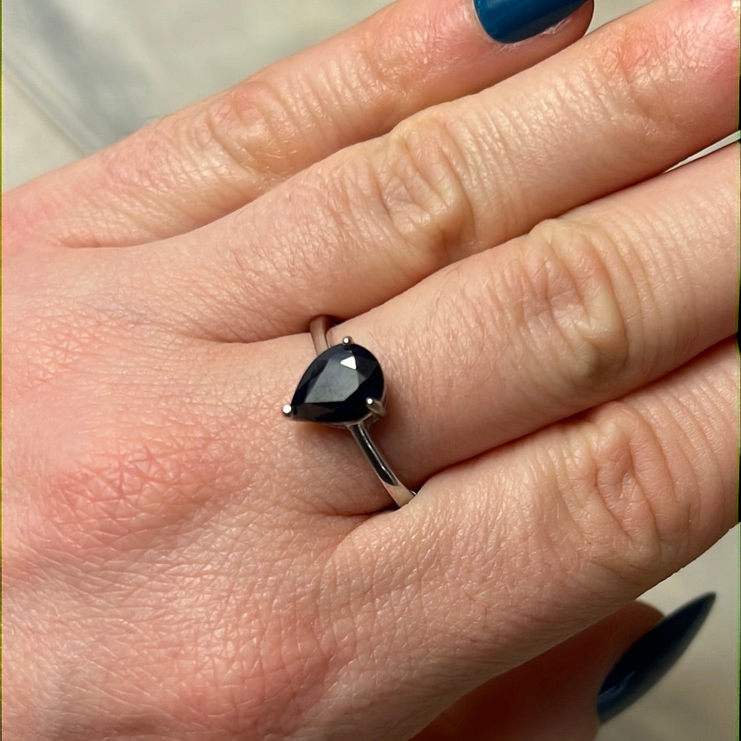 Sapphire AA GRADE 925 Sterling Silver Ring - Size Q