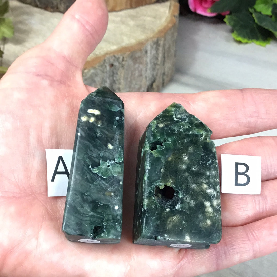 Druzy Ocean Jasper OJ Obelisk Tower Point