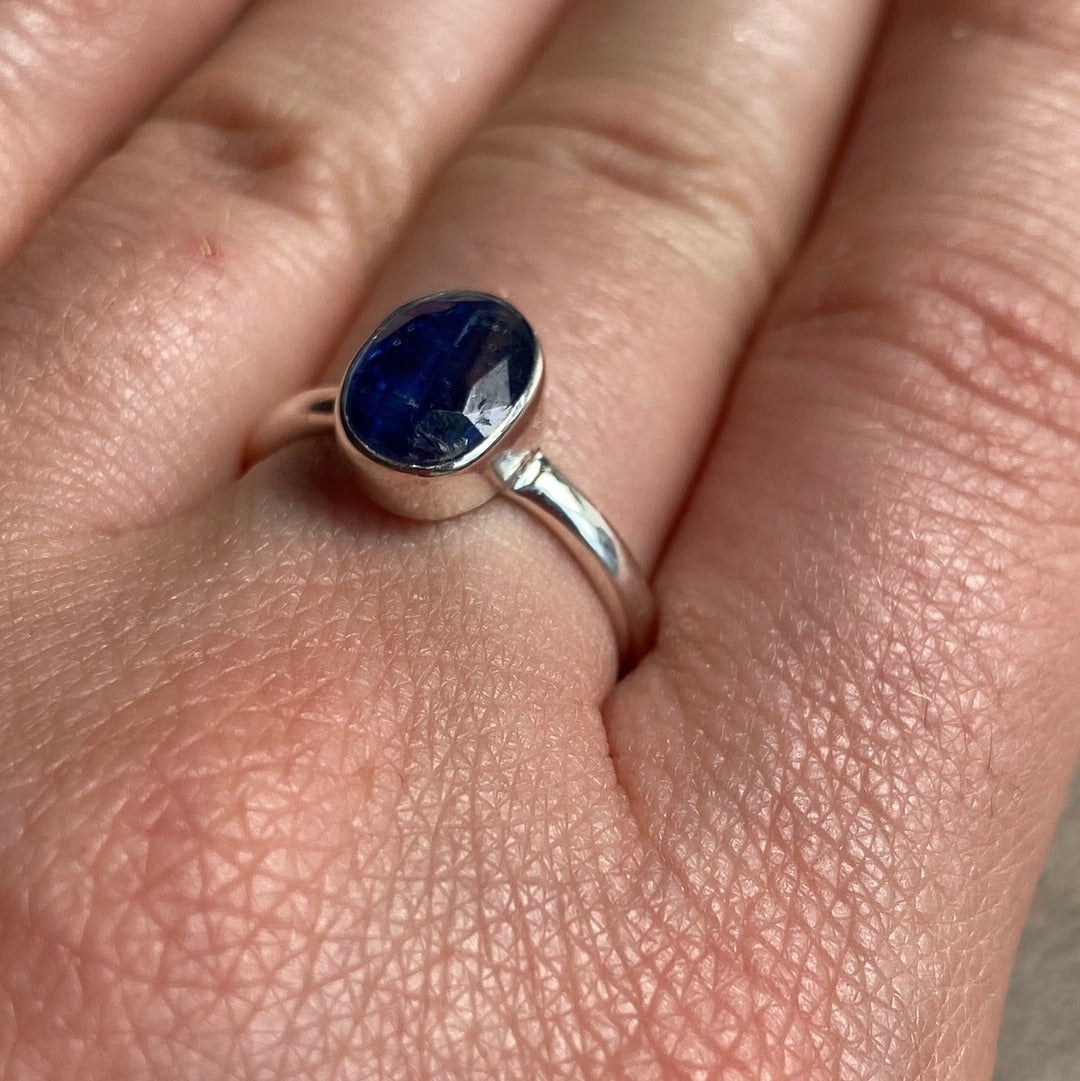 Kyanite Facet 925 Silver Ring -  Size N 1/2