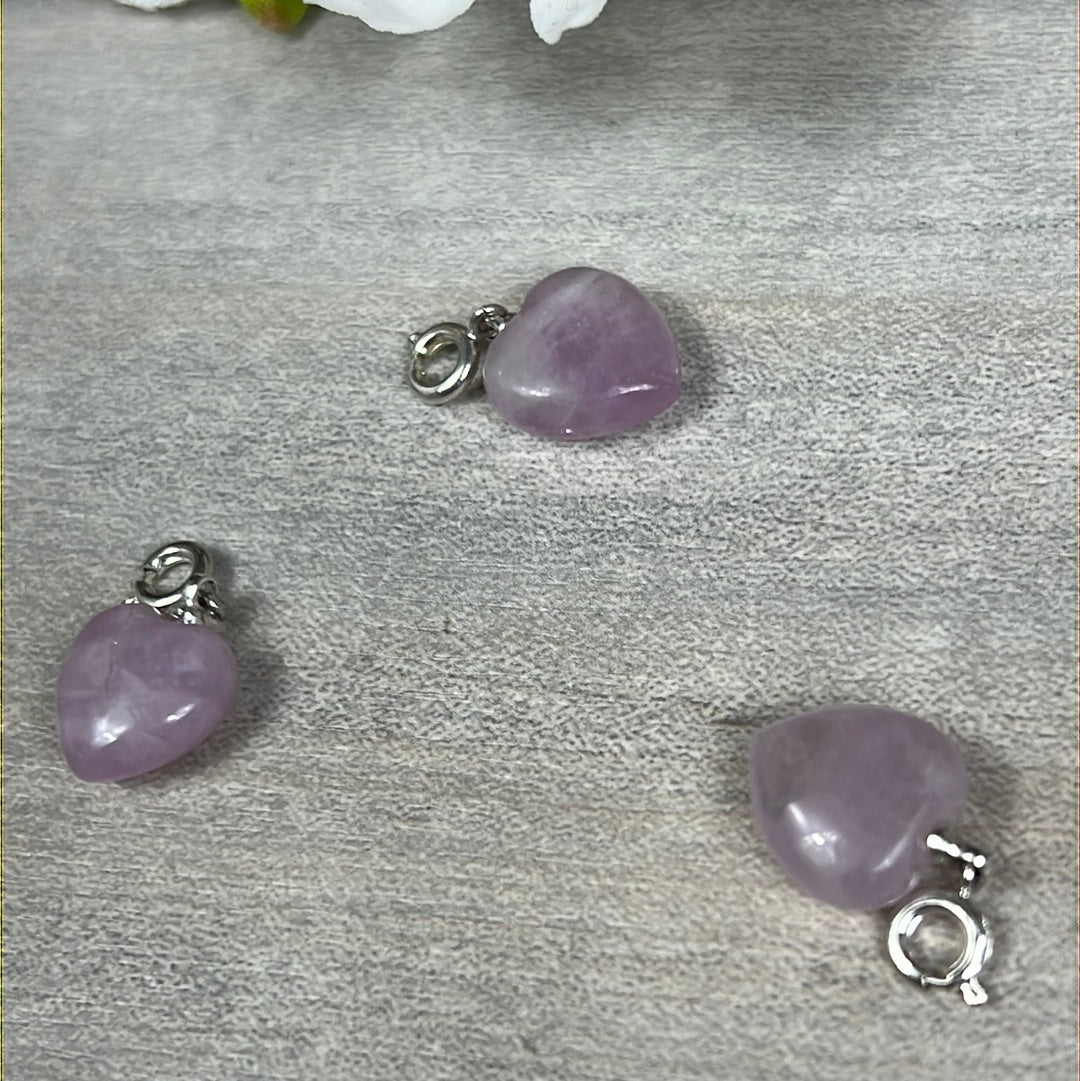 Small Kunzite Heart Clip Clasp Pendant