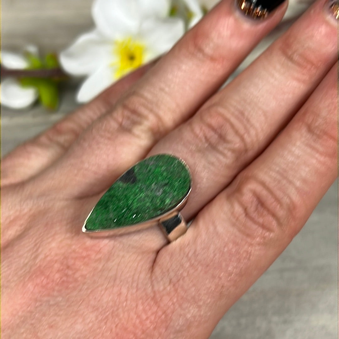 Uvarovite 925 Sterling Silver Ring -  Size T