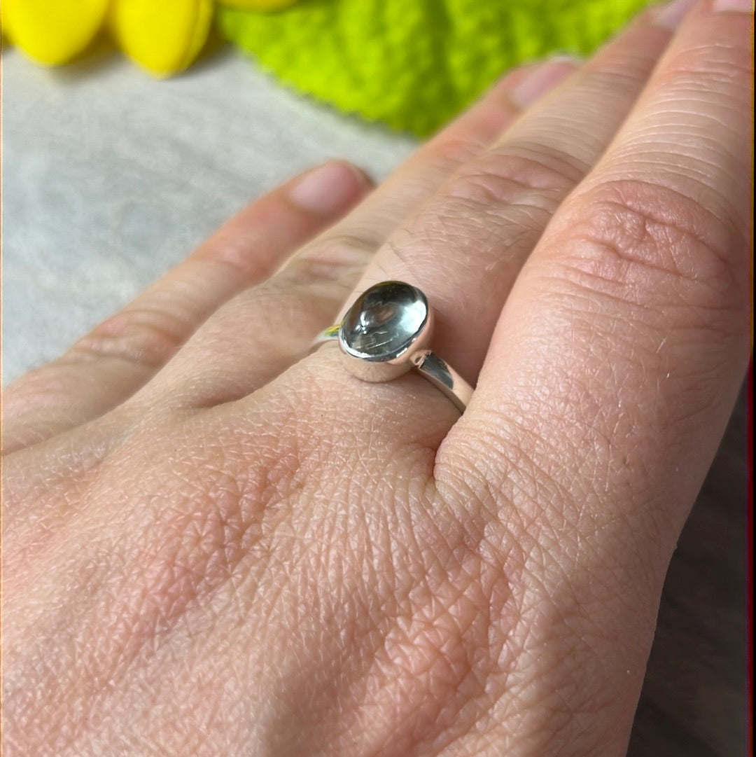 Aquamarine 925 Silver Ring -  Size N 1/2