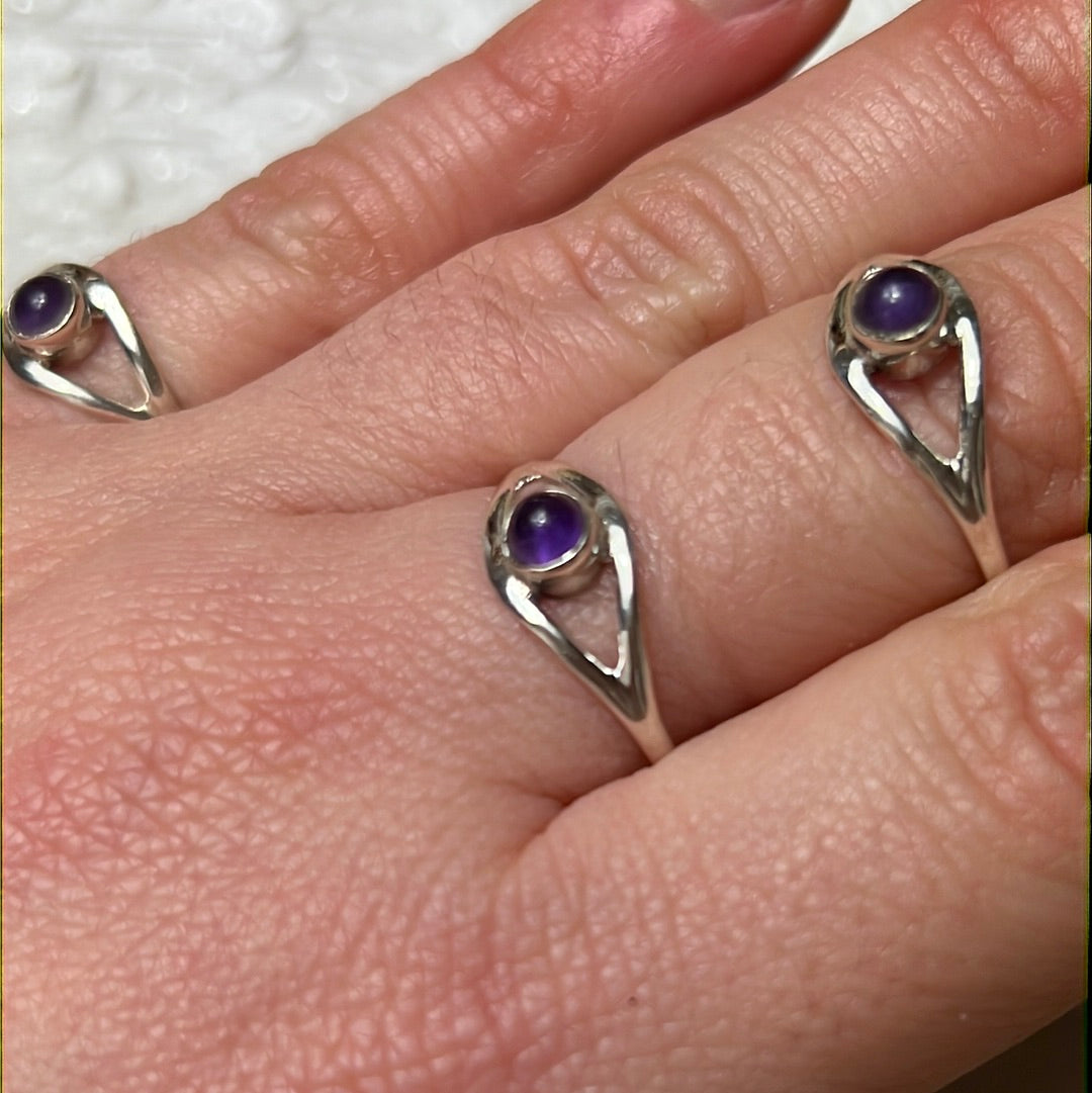 Amethyst Evil Eye 925 Silver Ring