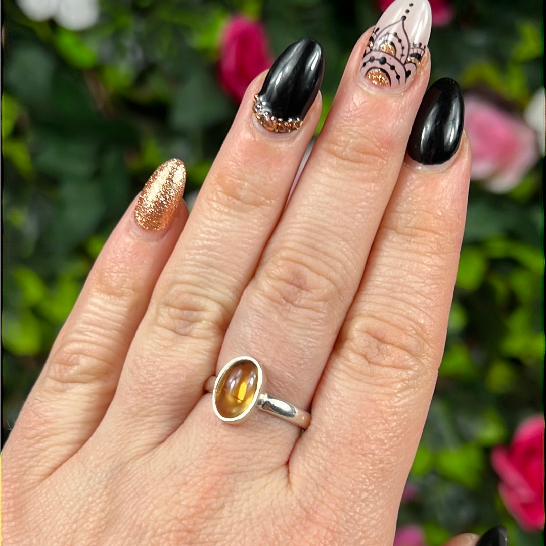 Citrine 925 Sterling Silver Ring -  Size M