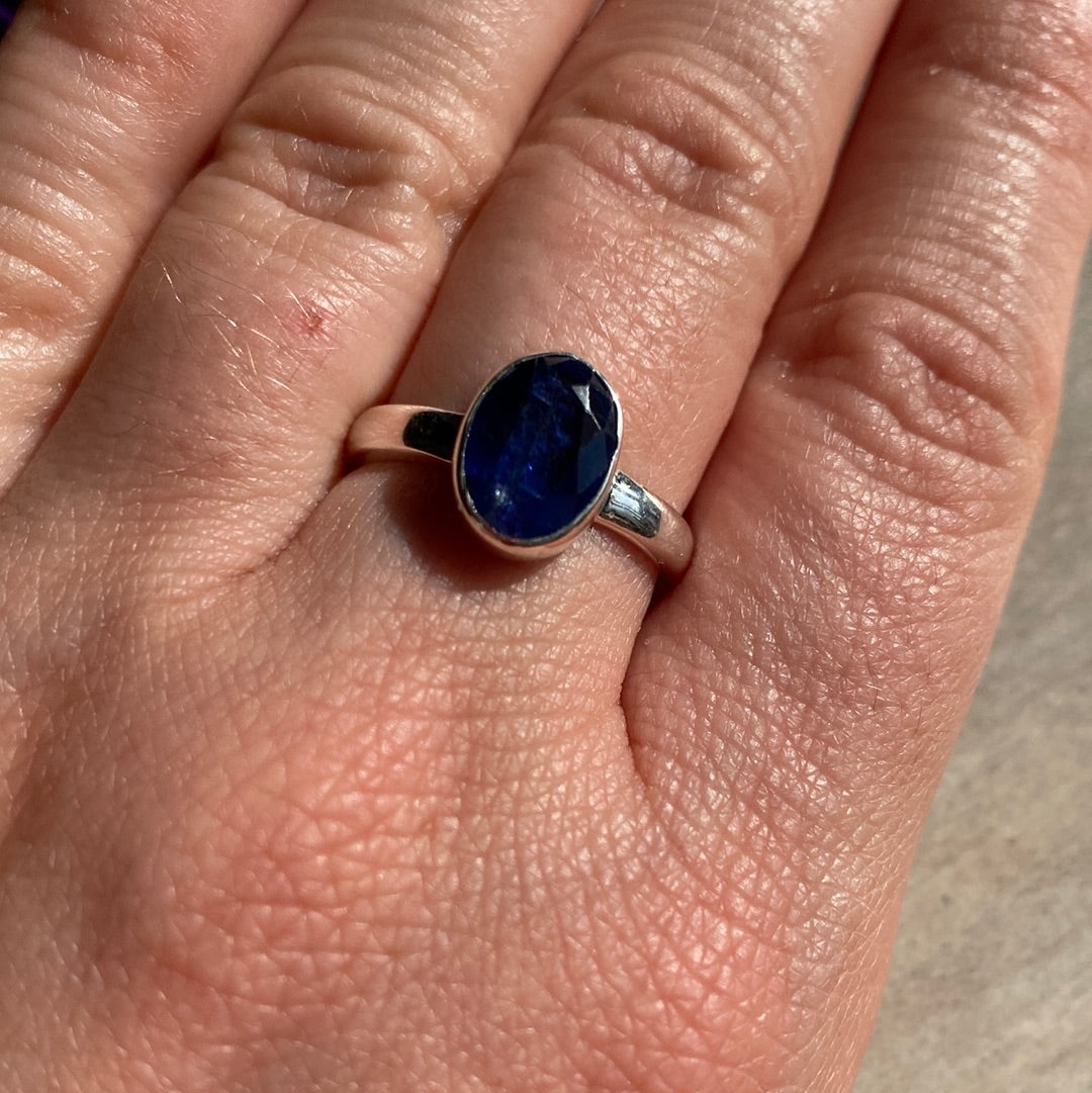 Kyanite Facet 925 Silver Ring -  Size N 1/2