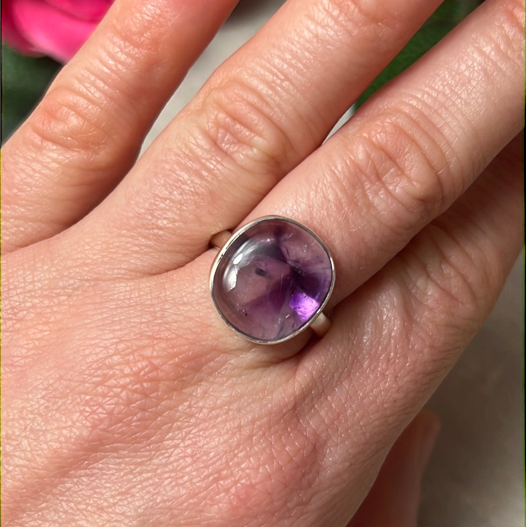 Amethyst 925 Sterling Silver Ring - Size P 1/2