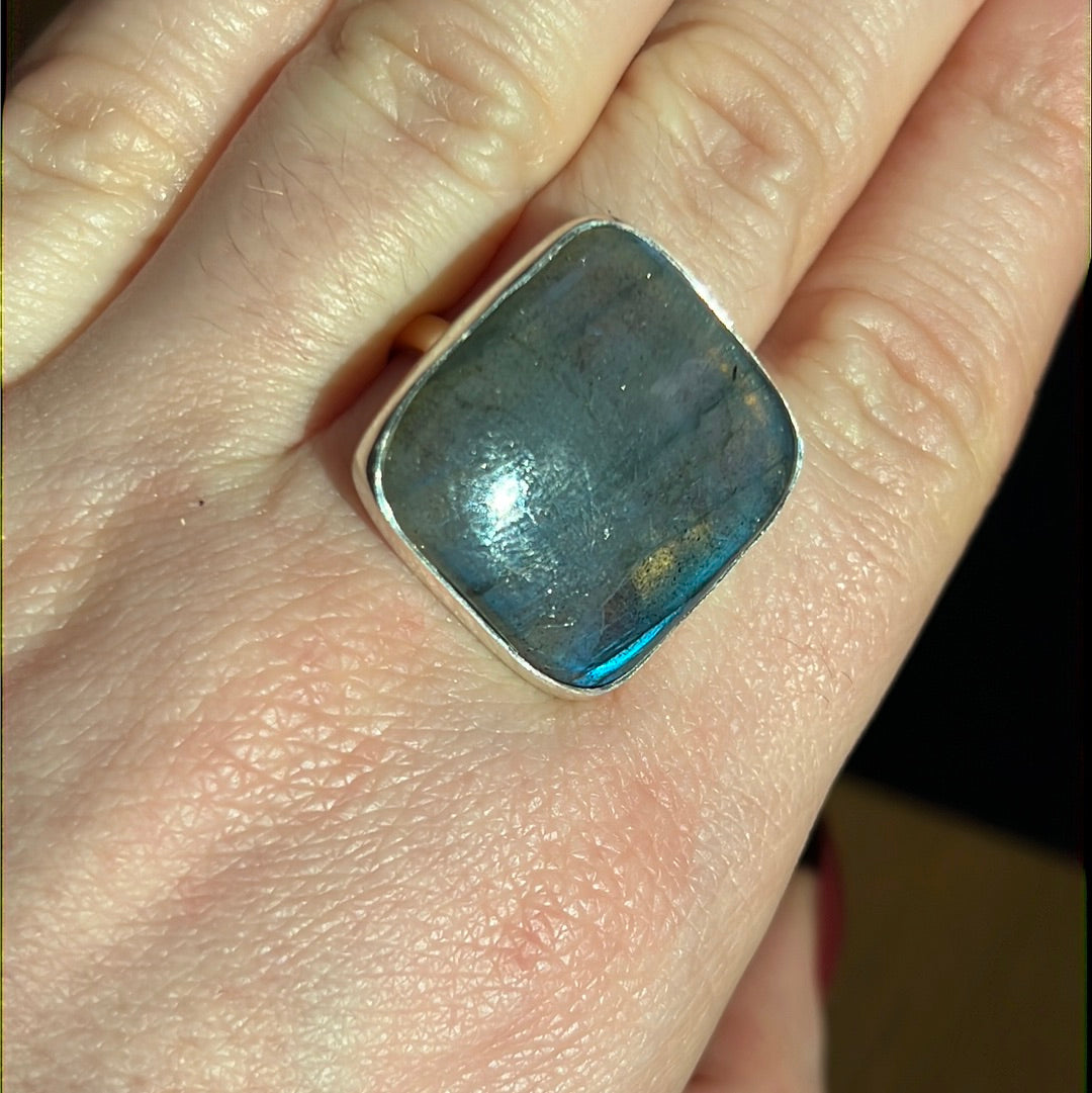 Labradorite AA GRADE 925 Silver Ring -  Size S - S 1/2