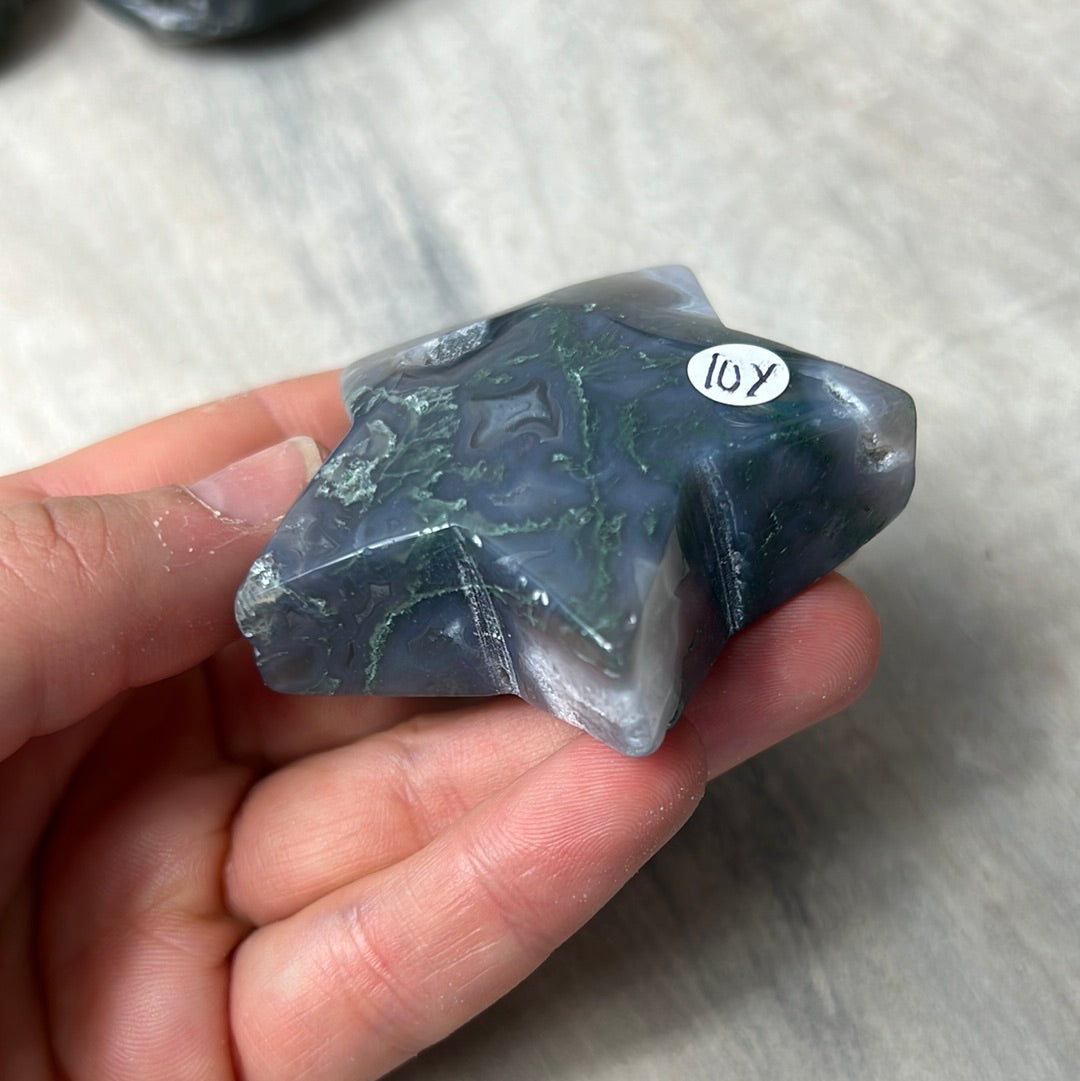 Moss Agate Puff Chunky Star