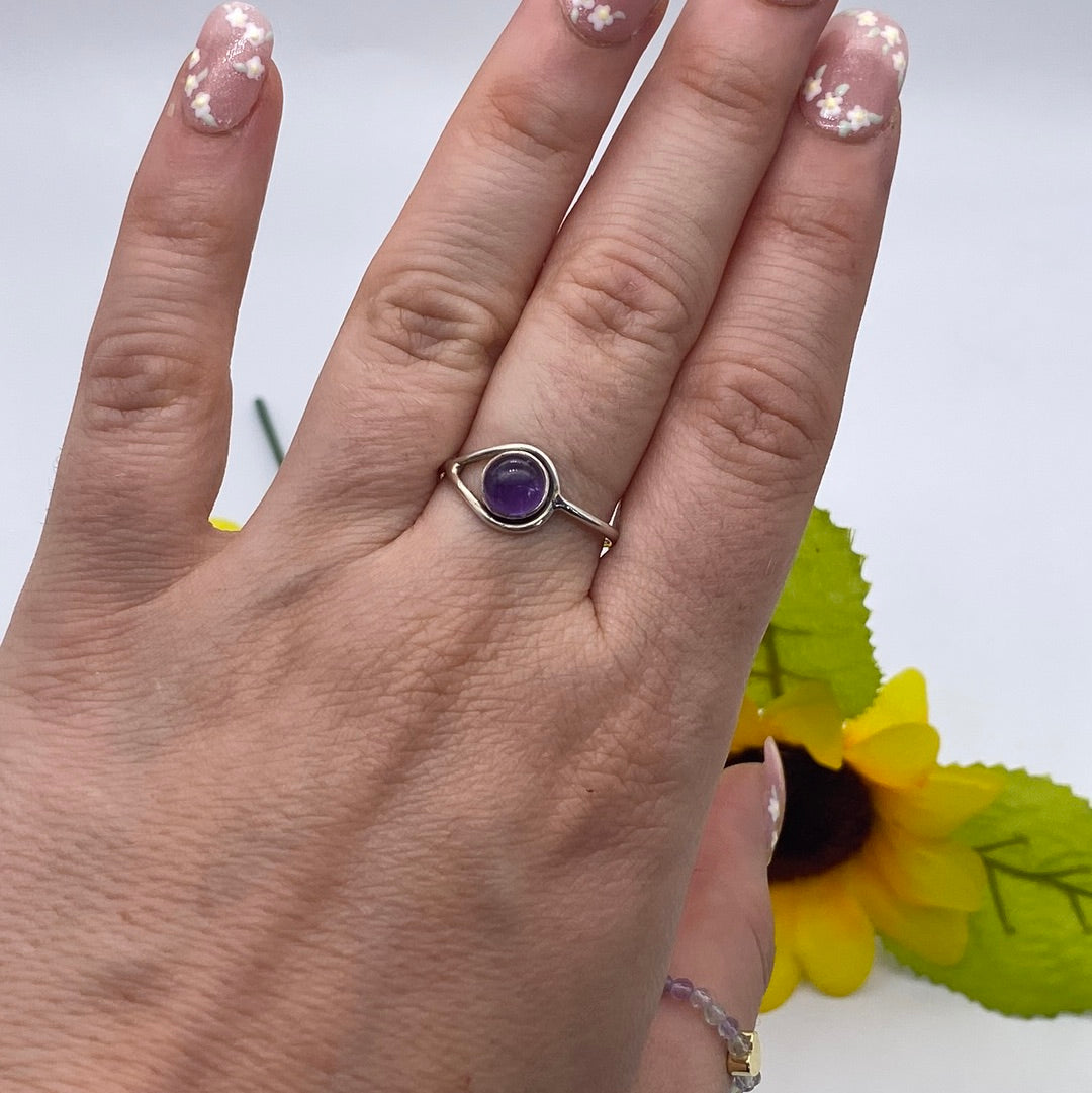 Amethyst 925 Sterling Silver Ring -  Size P - P 1/2