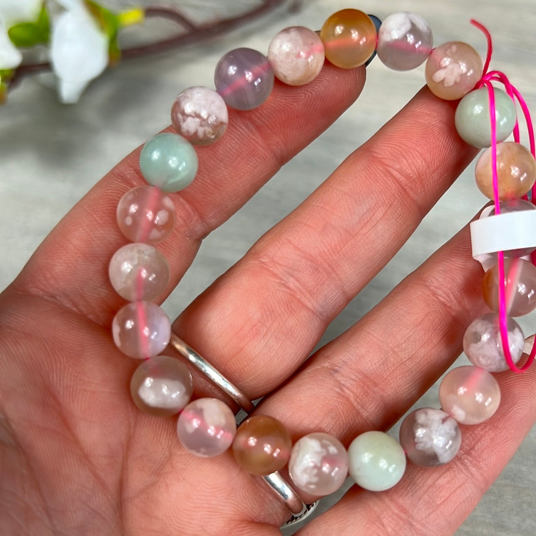 Flower Agate - 6mm Bead Bracelet