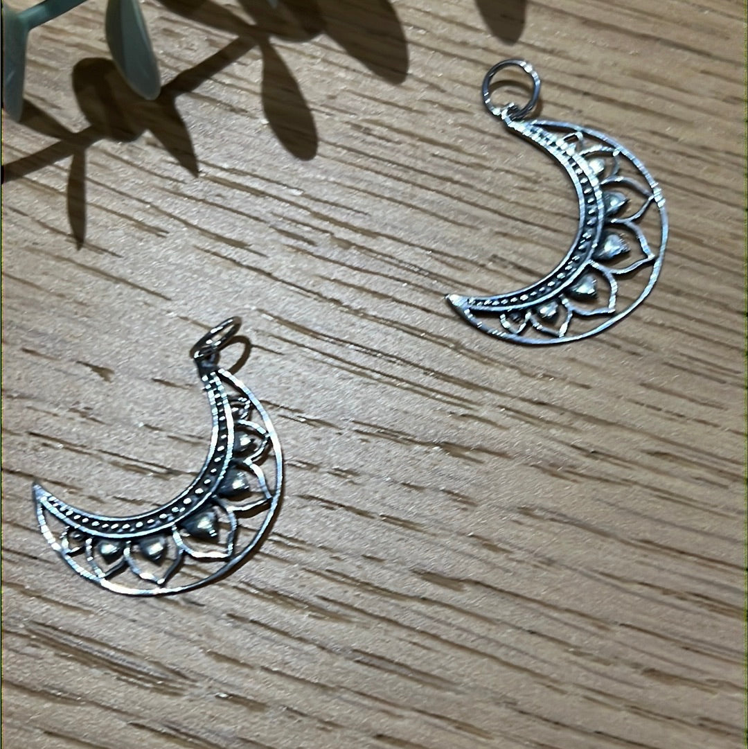 Mandala Moon 925 Sterling Silver Pendant