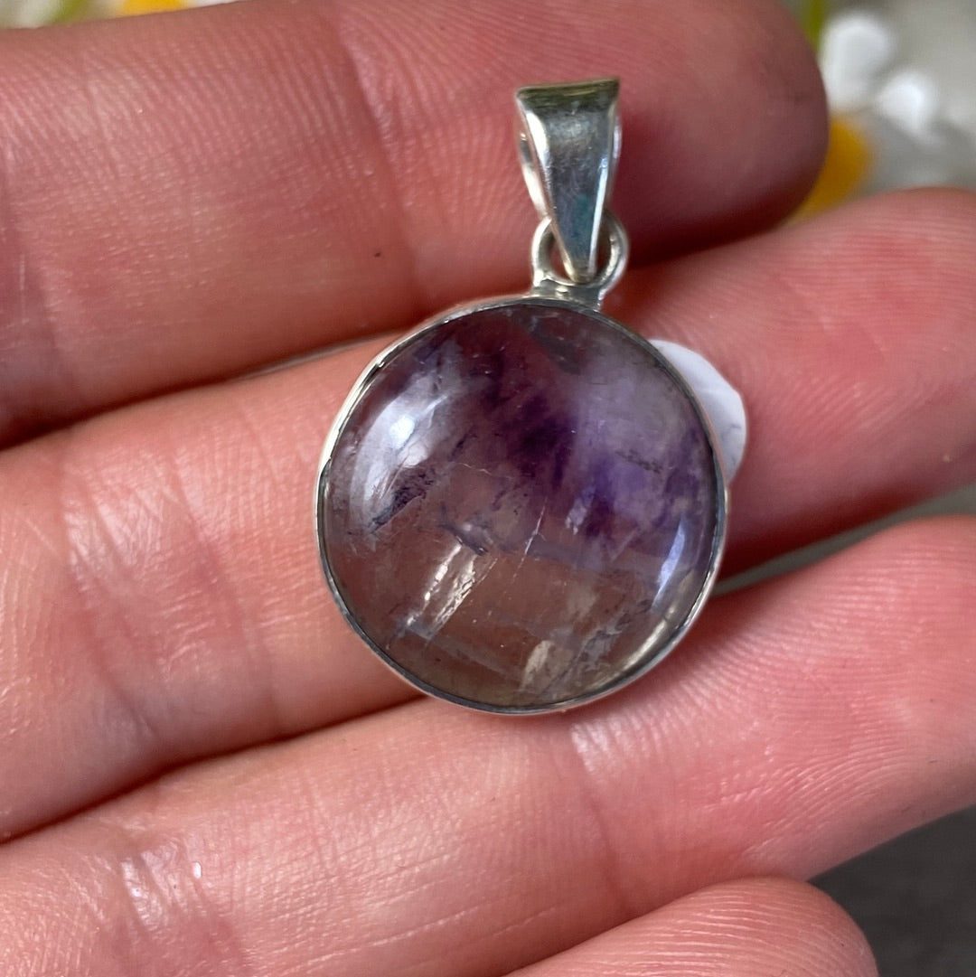 Blue John UK Fluorite Pendant 925 Silver