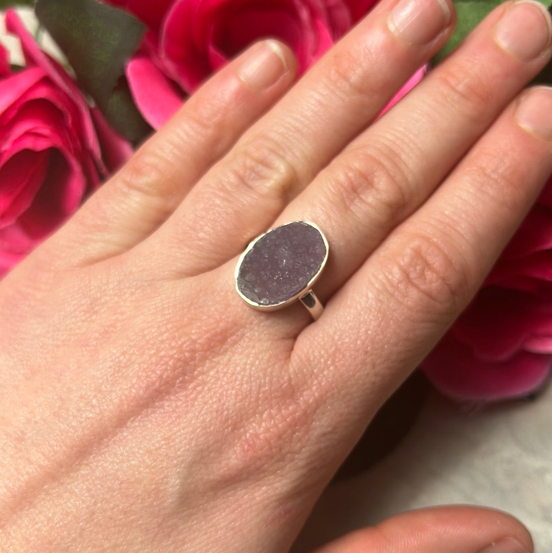 Grape Agate - RARE 925 Sterling Silver Ring - Size N 1/2