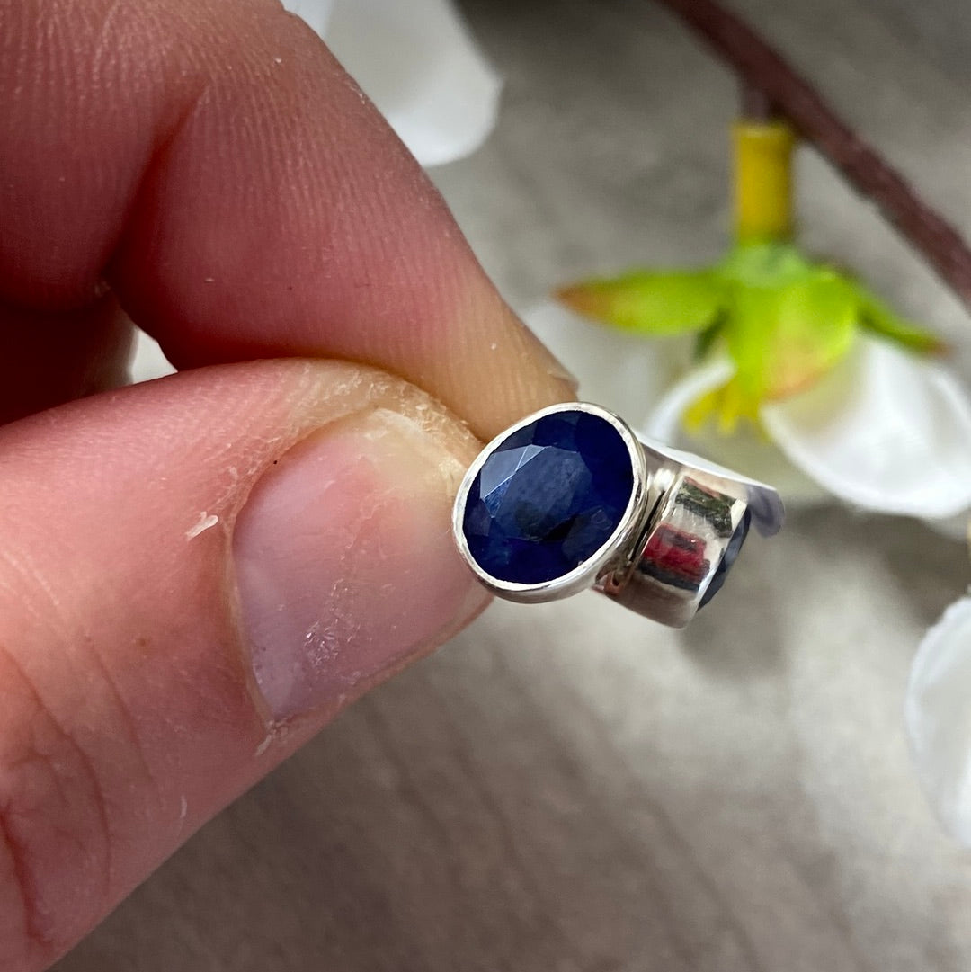 Sapphire Facet 925 Sterling Studs- natural AA Grade