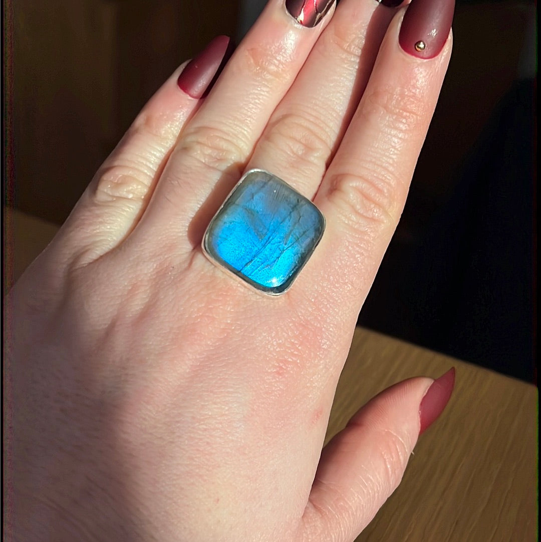 Labradorite AA GRADE 925 Silver Ring -  Size S - S 1/2