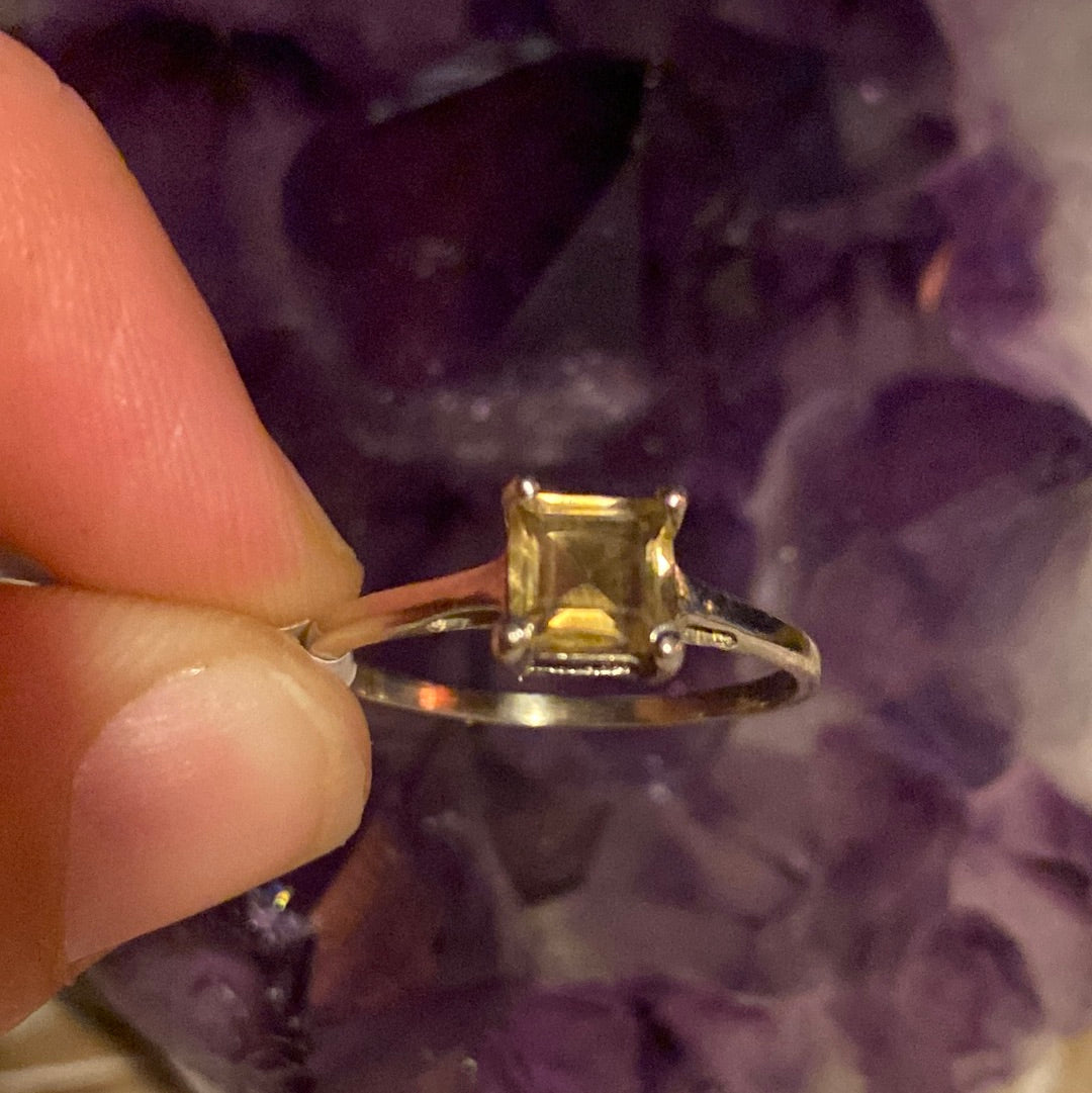 Citrine 925 Facet Sterling Silver Ring -  Size N