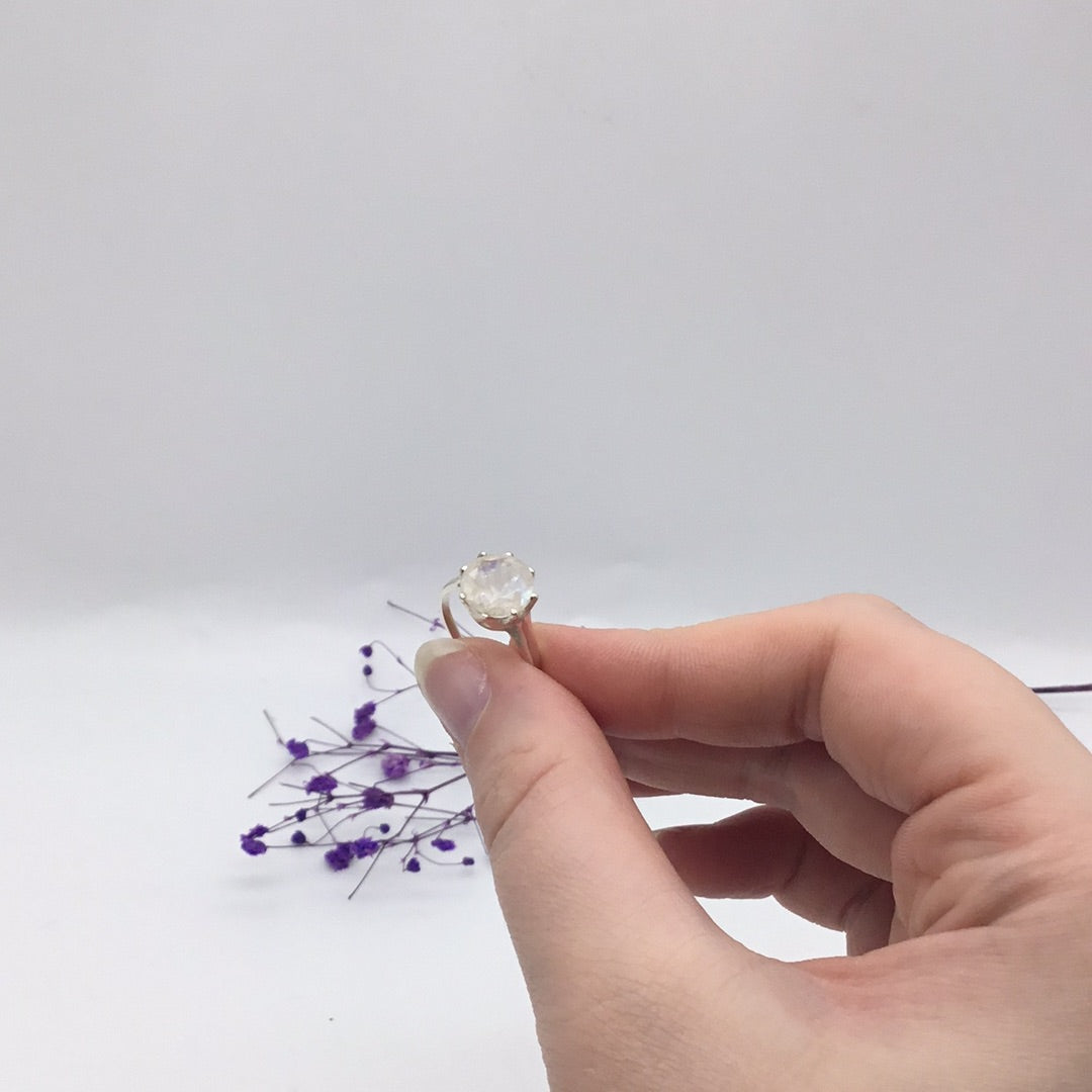 Moonstone 925 Sterling Silver Ring -  Size L 1/2 - M