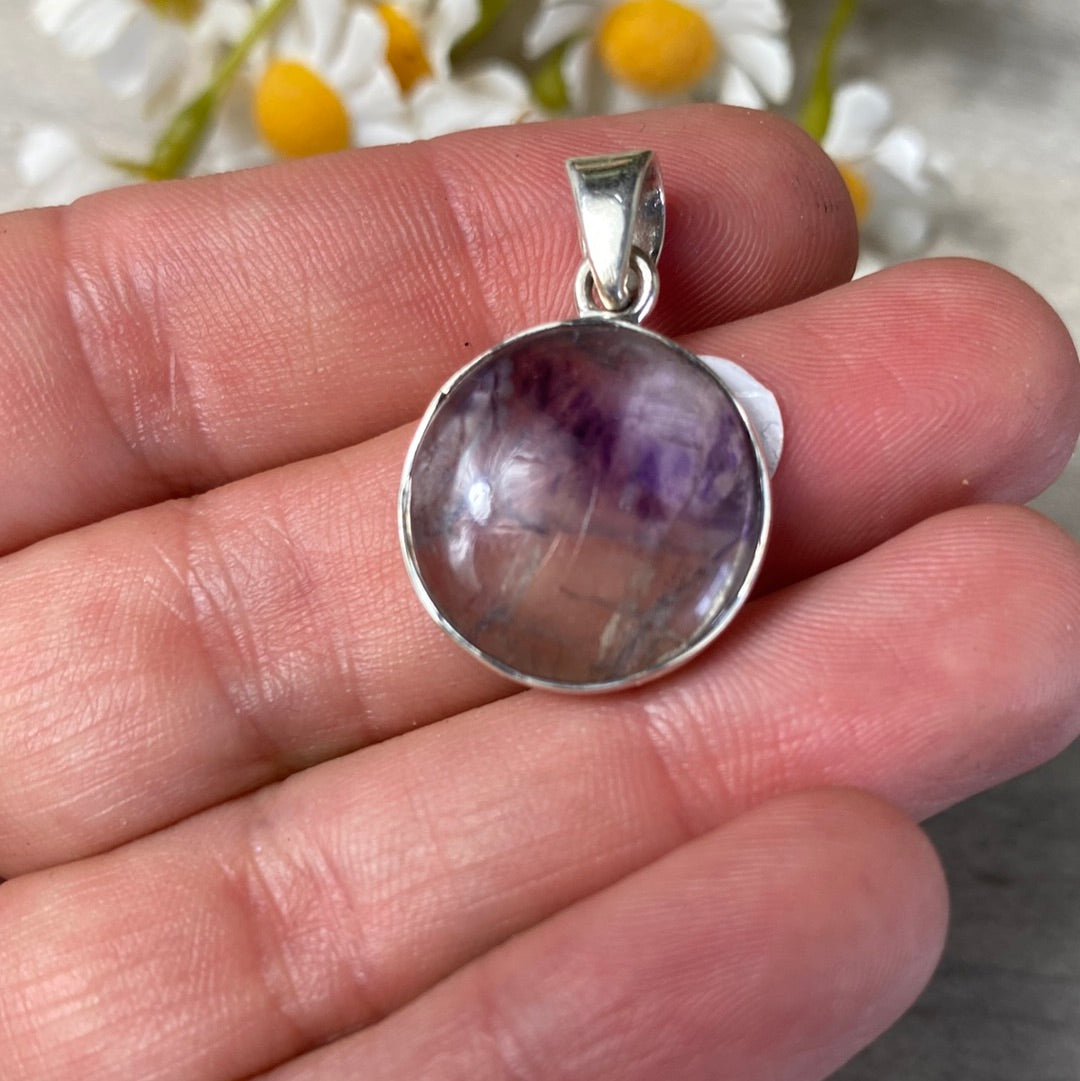 Blue John UK Fluorite Pendant 925 Silver