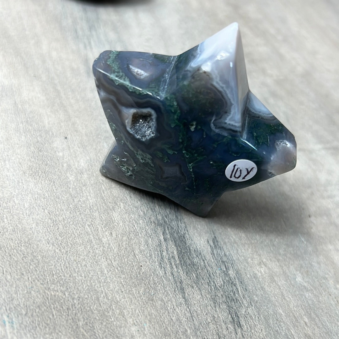Moss Agate Puff Chunky Star