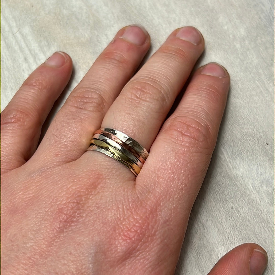 Fidget Spinner Sterling 925 Triple Band Ring