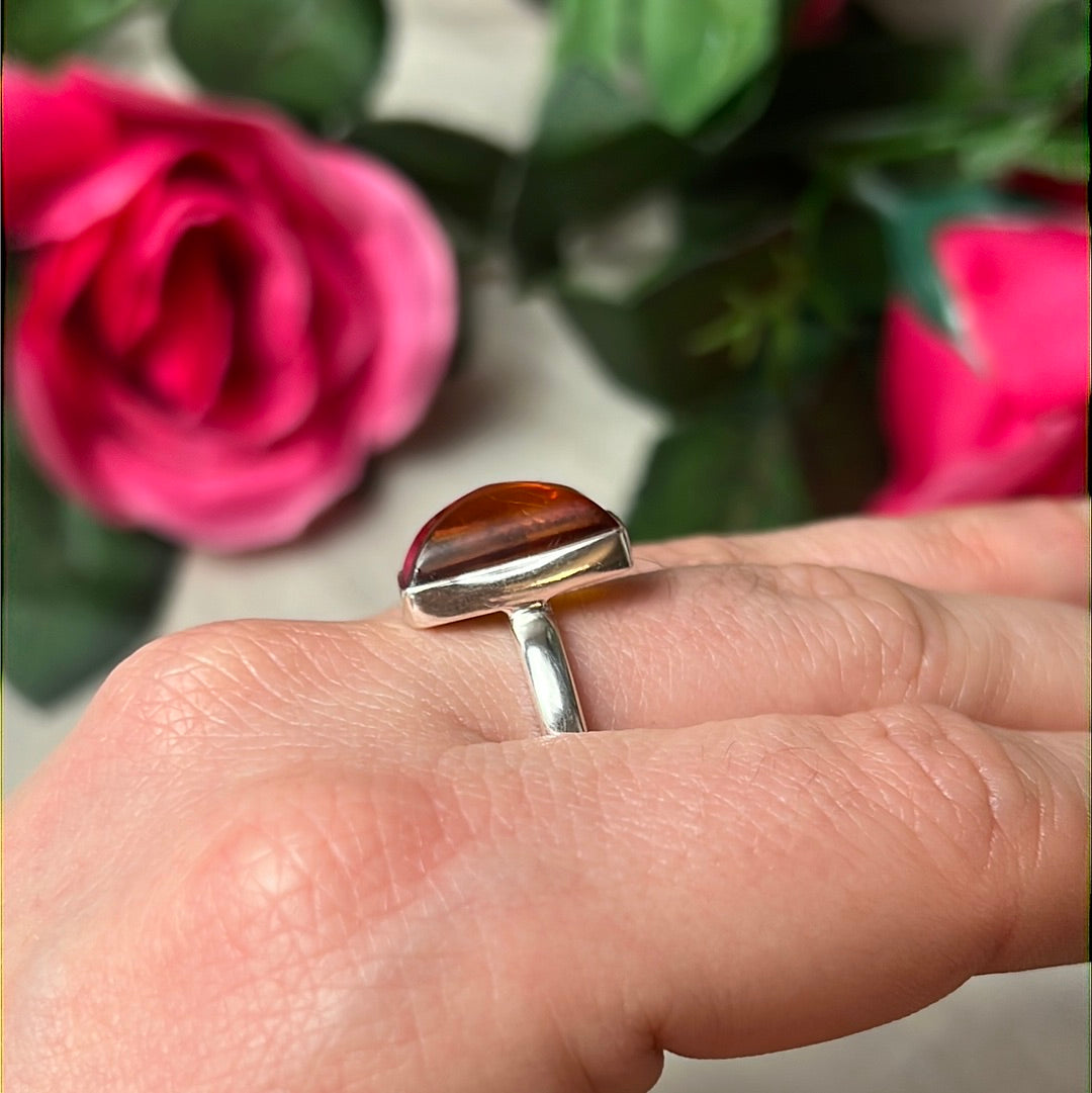 Amber 925 Sterling Silver Ring -  Size S