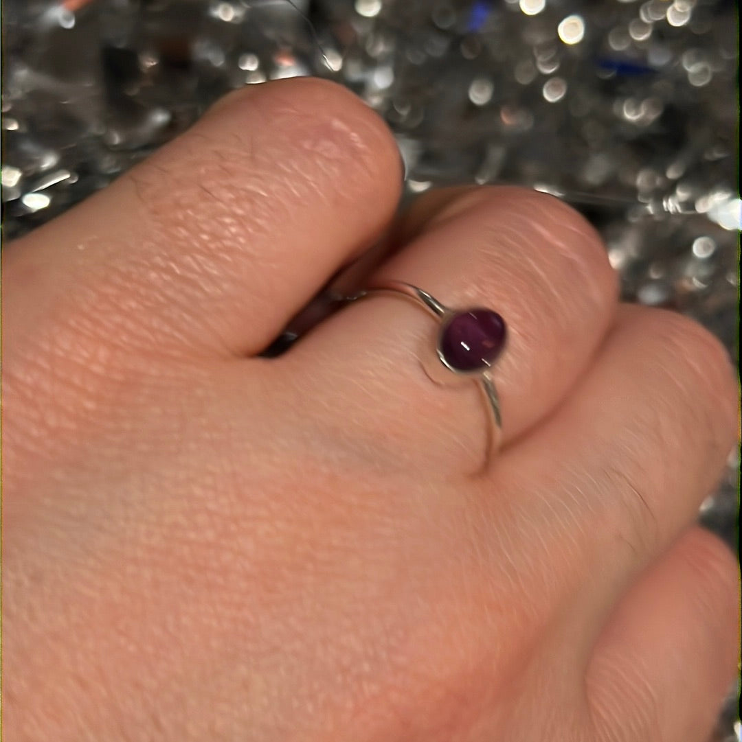 Amethyst Dainty - 925 Silver Ring - Size J