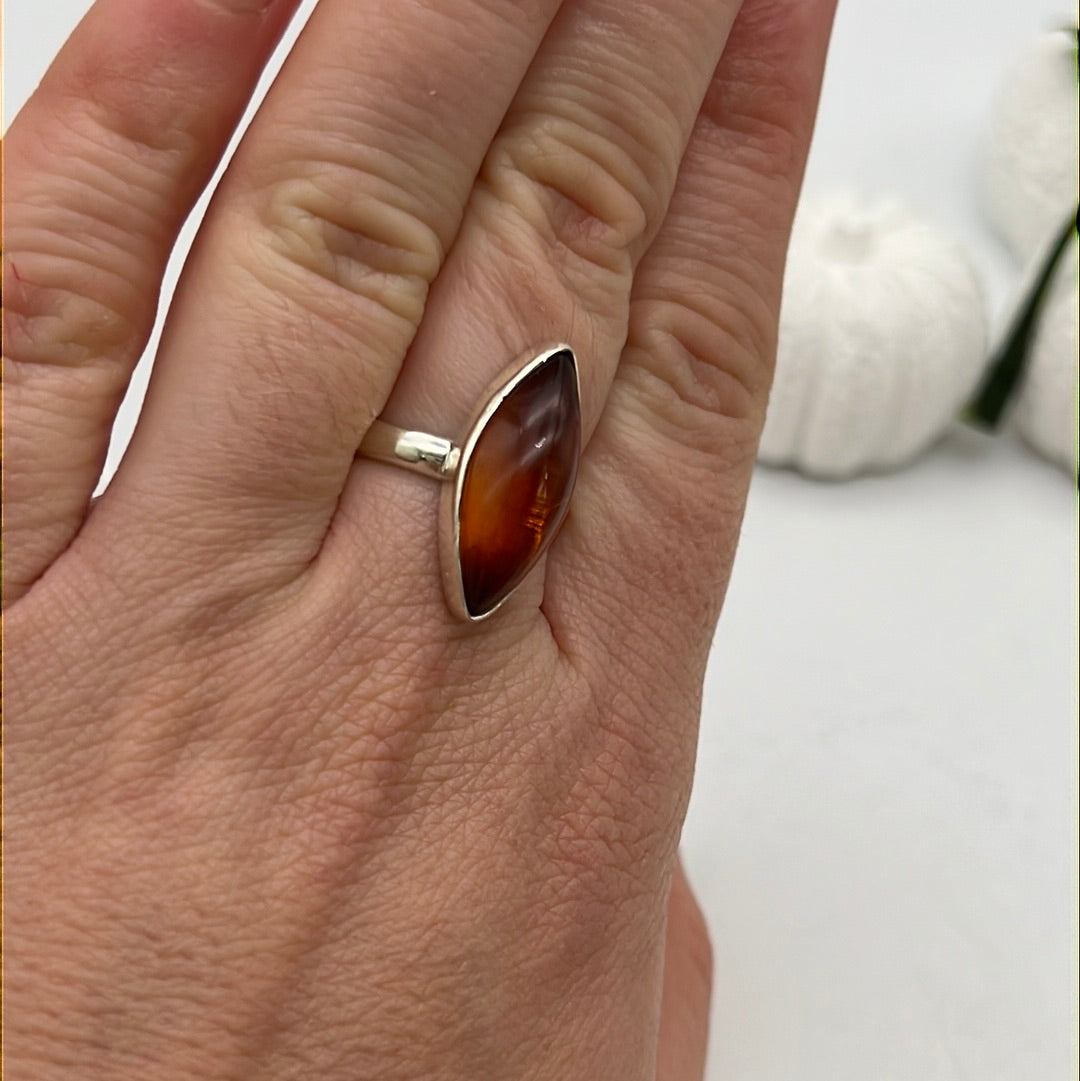Amber 925 Sterling Silver Ring O 1/2