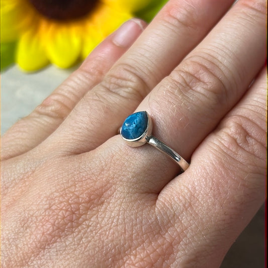 Plancheite 925 Silver Ring -  Size Q