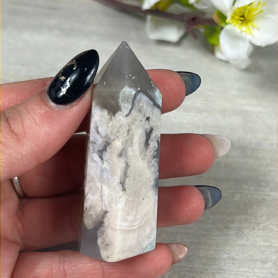 Flower Agate Tower Point