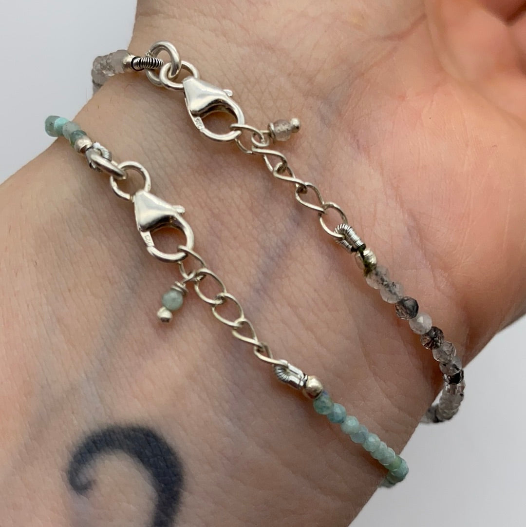 2mm Delicate - 925 Sterling Silver Facet Bracelets - Adjustable