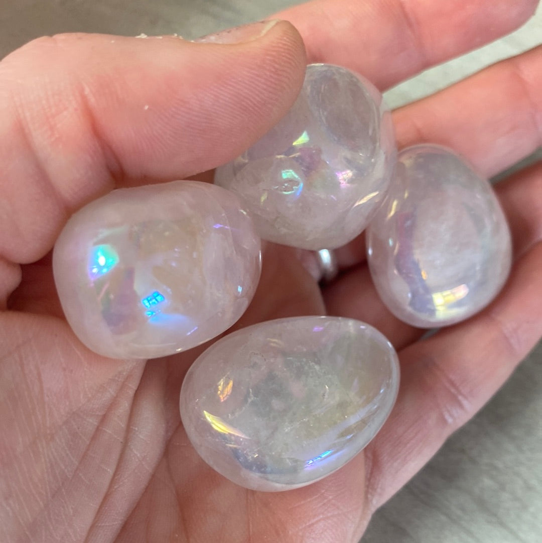 Aura Rose Quartz Tumble tumblestone