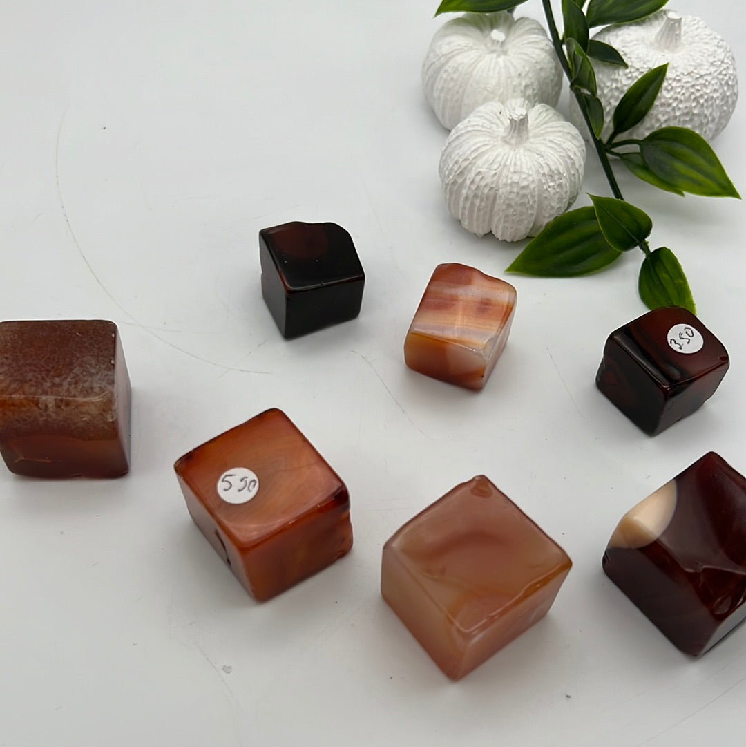 Carnelian polished cubes tumbles