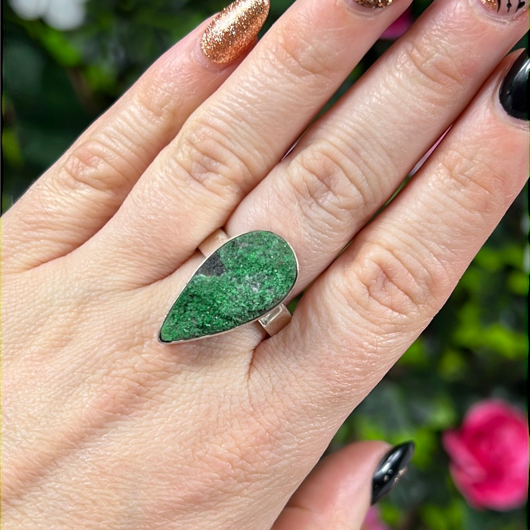 Uvarovite 925 Sterling Silver Ring -  Size T