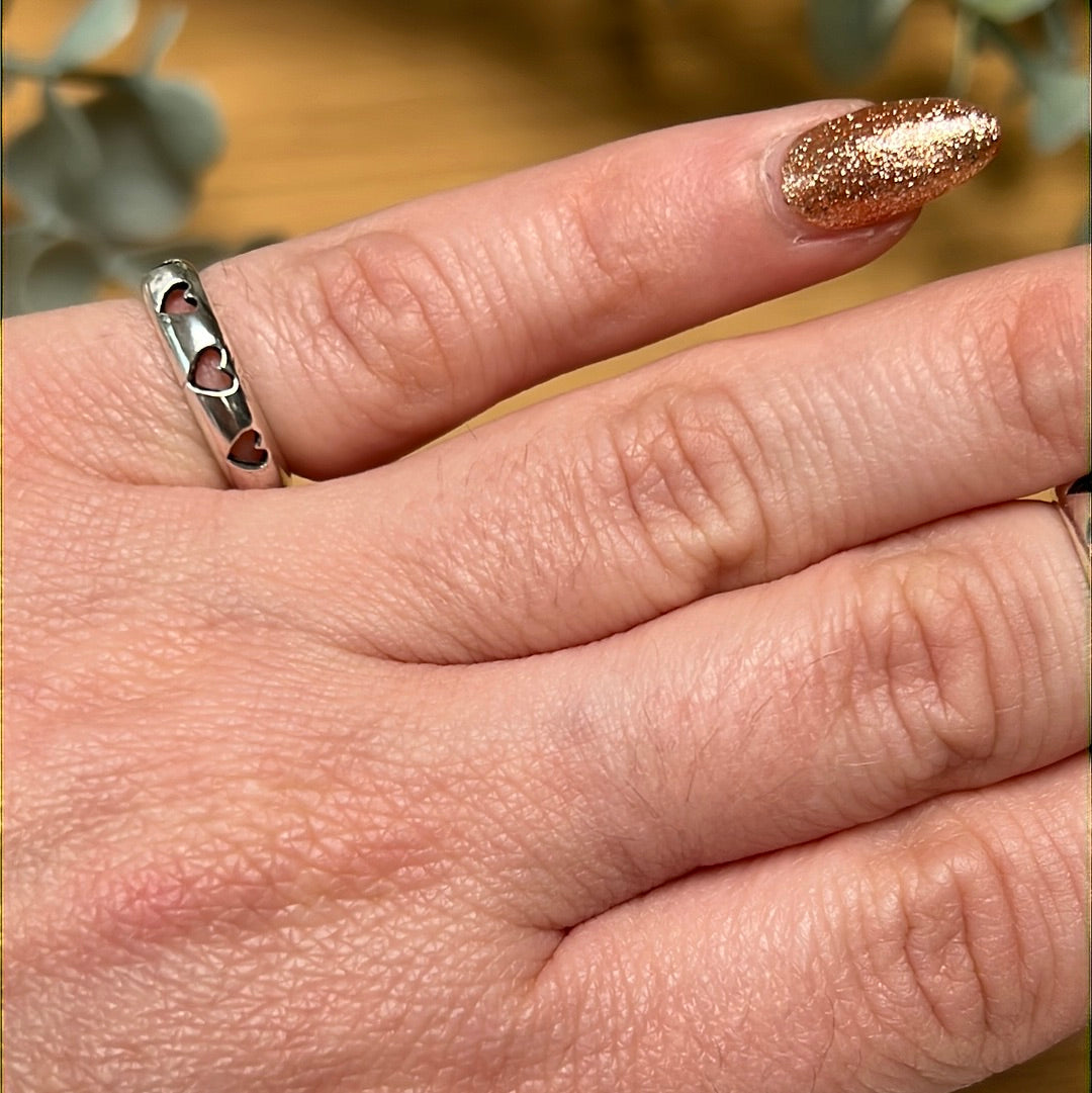 Heart Cutout - Mini Iddy Diddy - ( child / toe ) Adjustable 925 Sterling Silver Ring