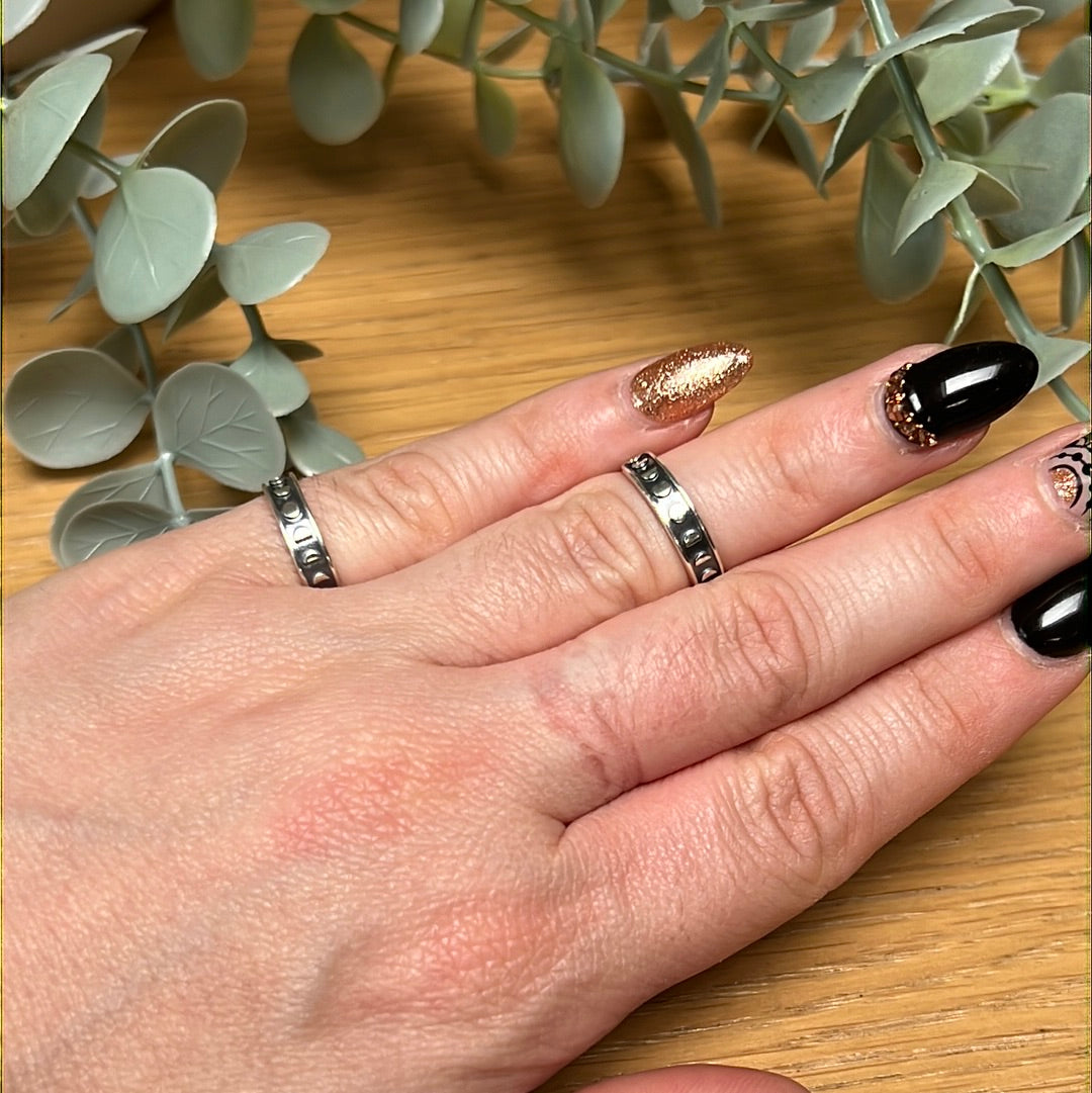 Lunar Moon Phase - Mini Iddy Diddy - (child / toe ) Adjustable 925 Sterling Silver Ring