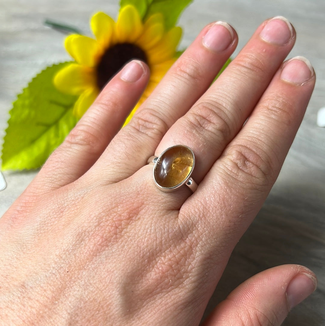 Citrine 925 Sterling Silver Ring - N 1/2