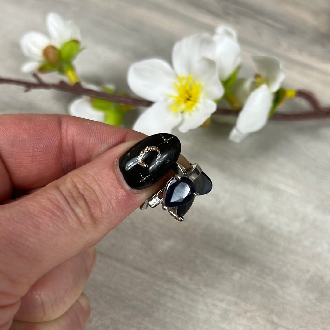 Sapphire Hinged Sterling Studs Earrings AA GRADE